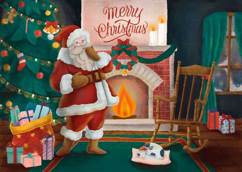 merry christmas hand drawn card - jigsaw puzzle