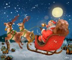 hand drawn santa claus riding sleigh delivering presents - jigsaw puzzle