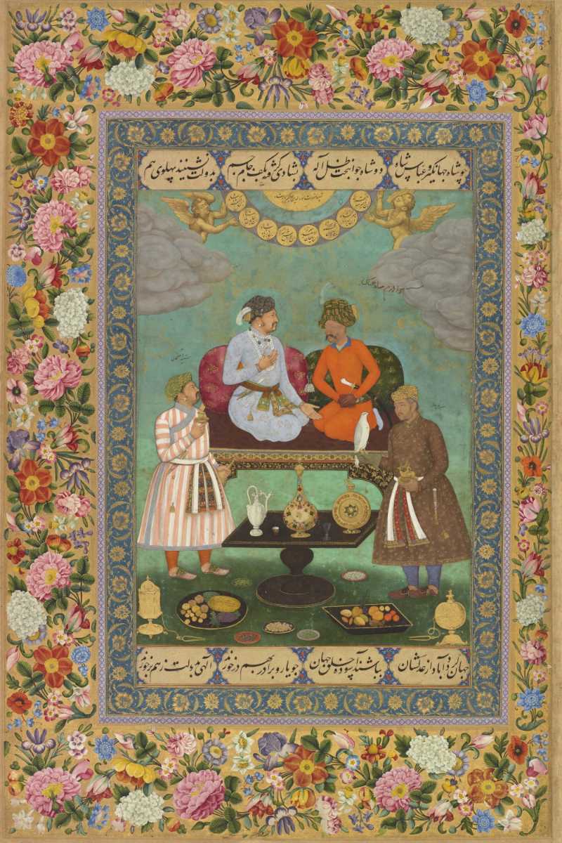 A creative image of Jahangir Welcoming Shah 'Abbas