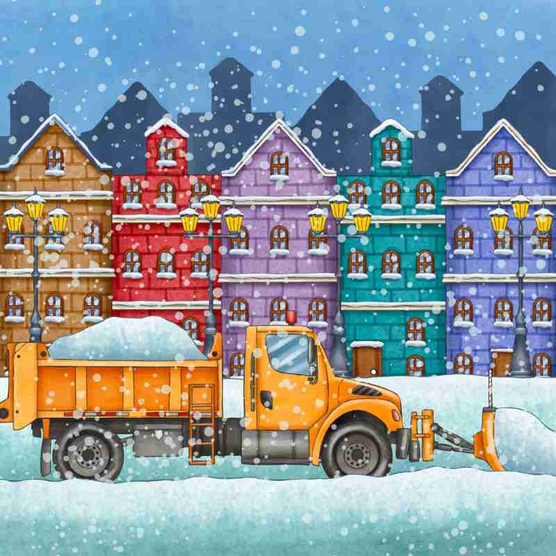 watercolor winter snow plow illustration - jigsaw puzzle