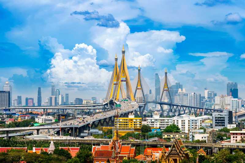 Beautiful Cityscape of Bangkok and highway bridge in Thailand - jigsaw puzzle