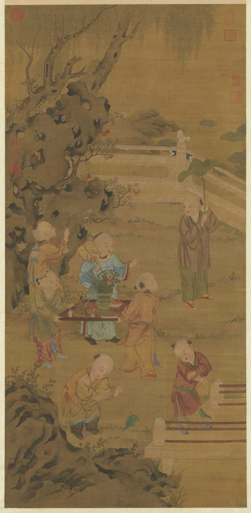 Yuan Dynasty Xia Jing Playing with Infants - jigsaw puzzle