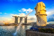 Merlion statue and cityscape in Singapore - jigsaw puzzle