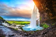 Seljalandsfoss waterfall during the sunset - jigsaw puzzle