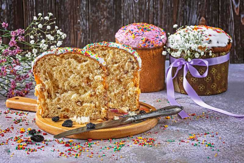 A cut easter cake traditional ukrainian holiday baking