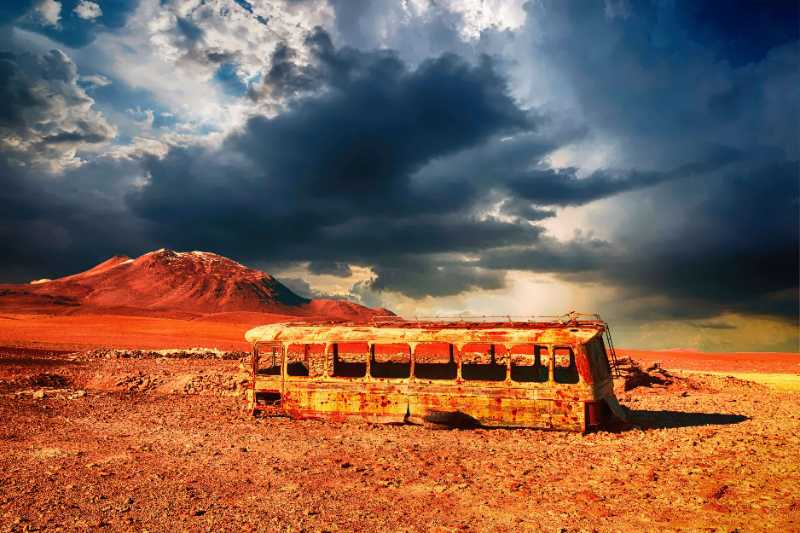 abandoned wreck rusty bus coach - jigsaw puzzle