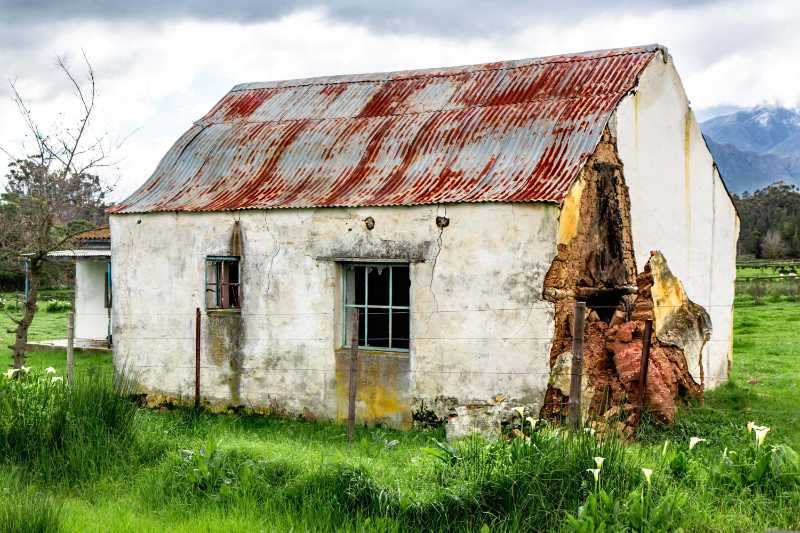 Abandoned Farmhouse Photography Rusty Roof and Ruined Cottage