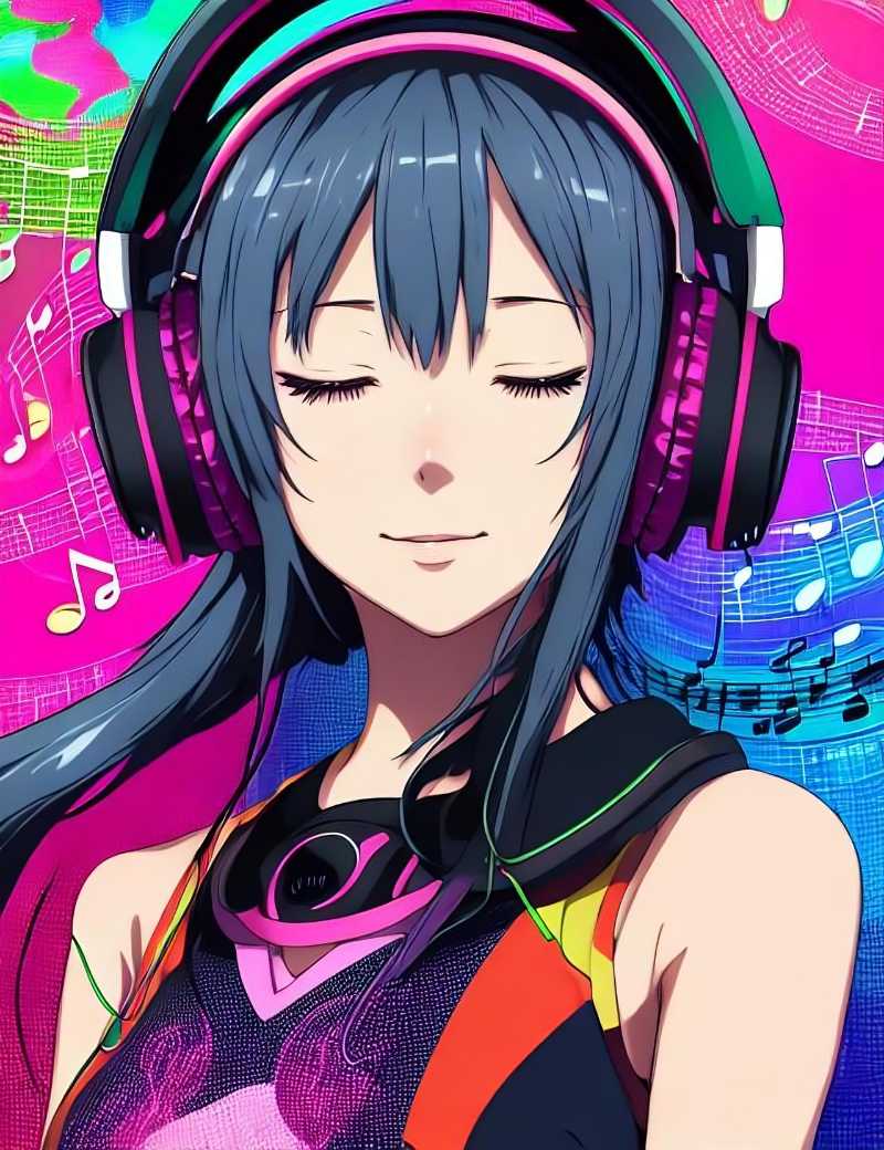 ai generated girl headphones - jigsaw puzzle