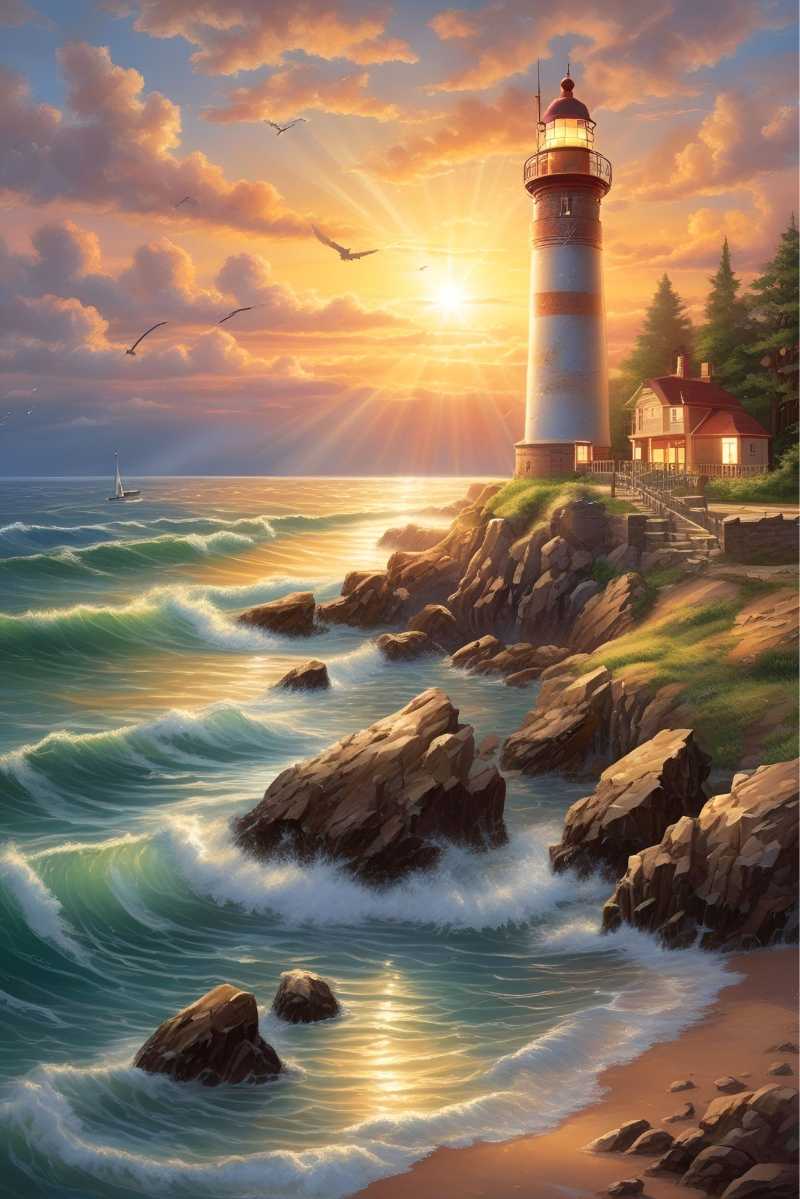 ai generated lighthouse ocean coast - jigsaw puzzle