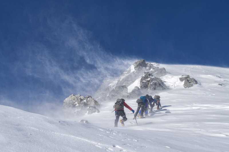 Alpine Climbing in High Winds Extreme Mountaineering Expedition