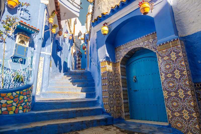 Amazing beautiful blue architecture of blue pearl chefchauen morocco africa
