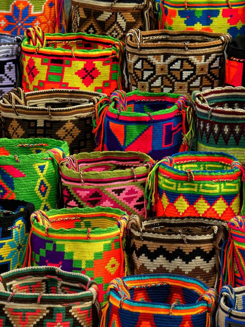 assorted color woven basket lot