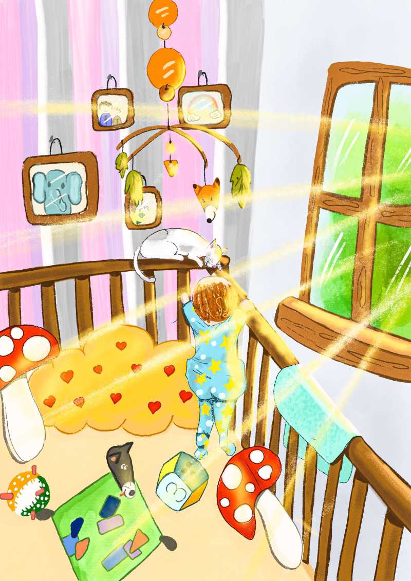 baby bed with sunlight through the window - jigsaw puzzle