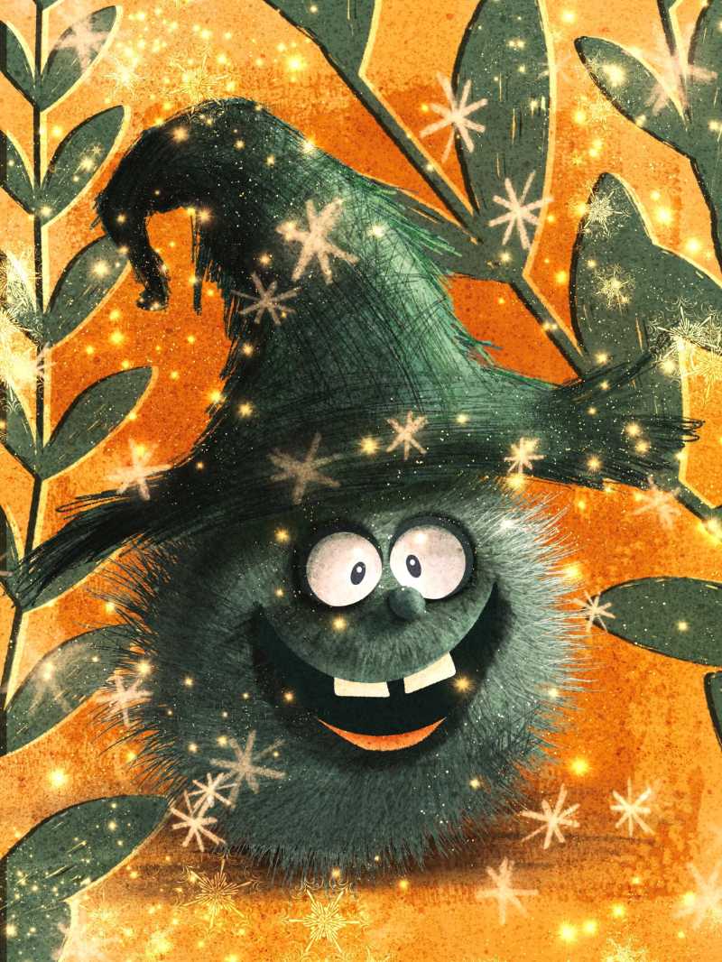 Little furry monster with a wizard hat - jigsaw puzzle