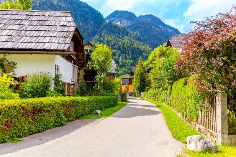 Beautiful small european town village in alps hallstatt austria europe