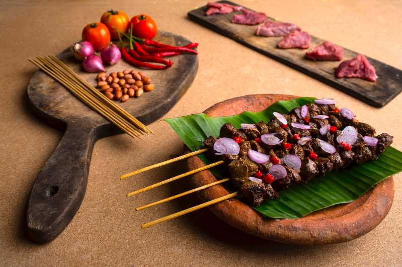 Authentic Southeast Asian Satay Platter with Spices