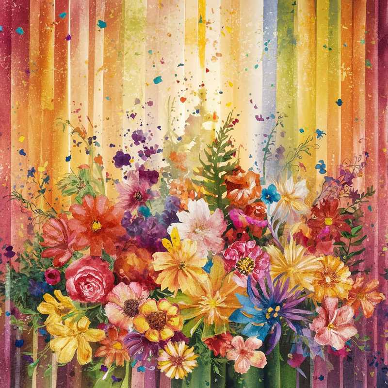 Bouquet de fleurs colorées aquarelle