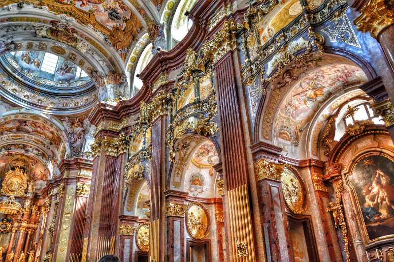 Breathtaking Baroque Church Interior Gold Frescoes and Marble