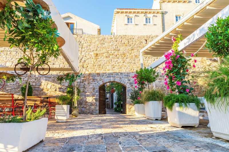 Budva old town wall entrance montenegro