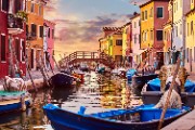 Burano island picturesque sunset over canal - jigsaw puzzle