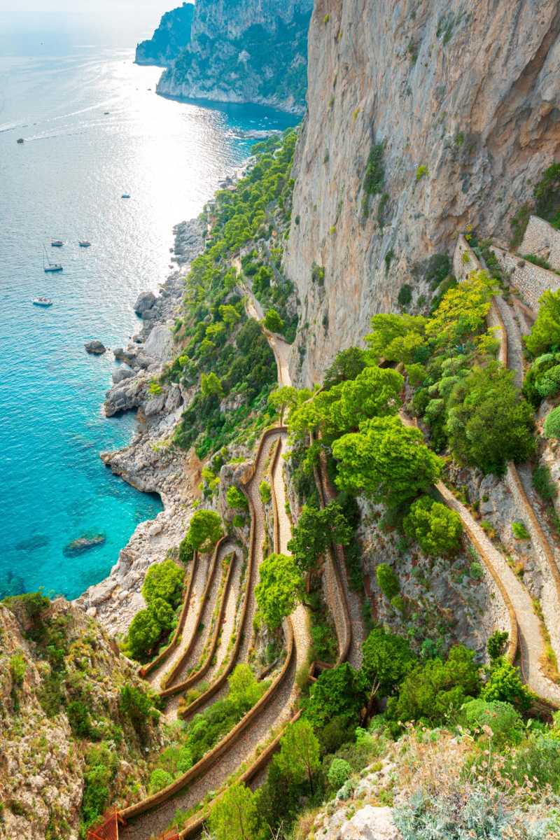 Capri italy from the gardens of augustus viewed over via krupp