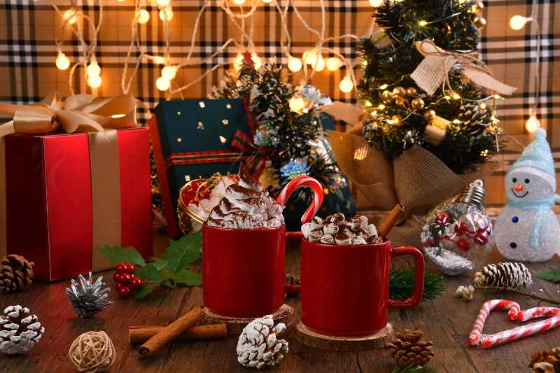 close up shot of christmas ornaments on wooden surface - jigsaw puzzle