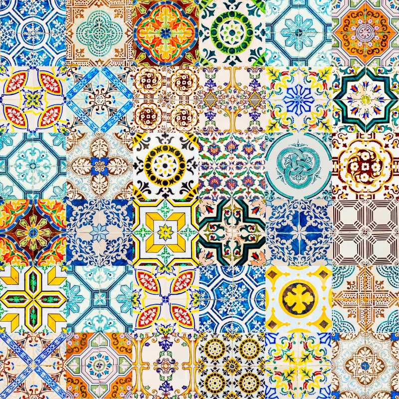 Collage of Decorative Ceramic Wall Texture Pattern
