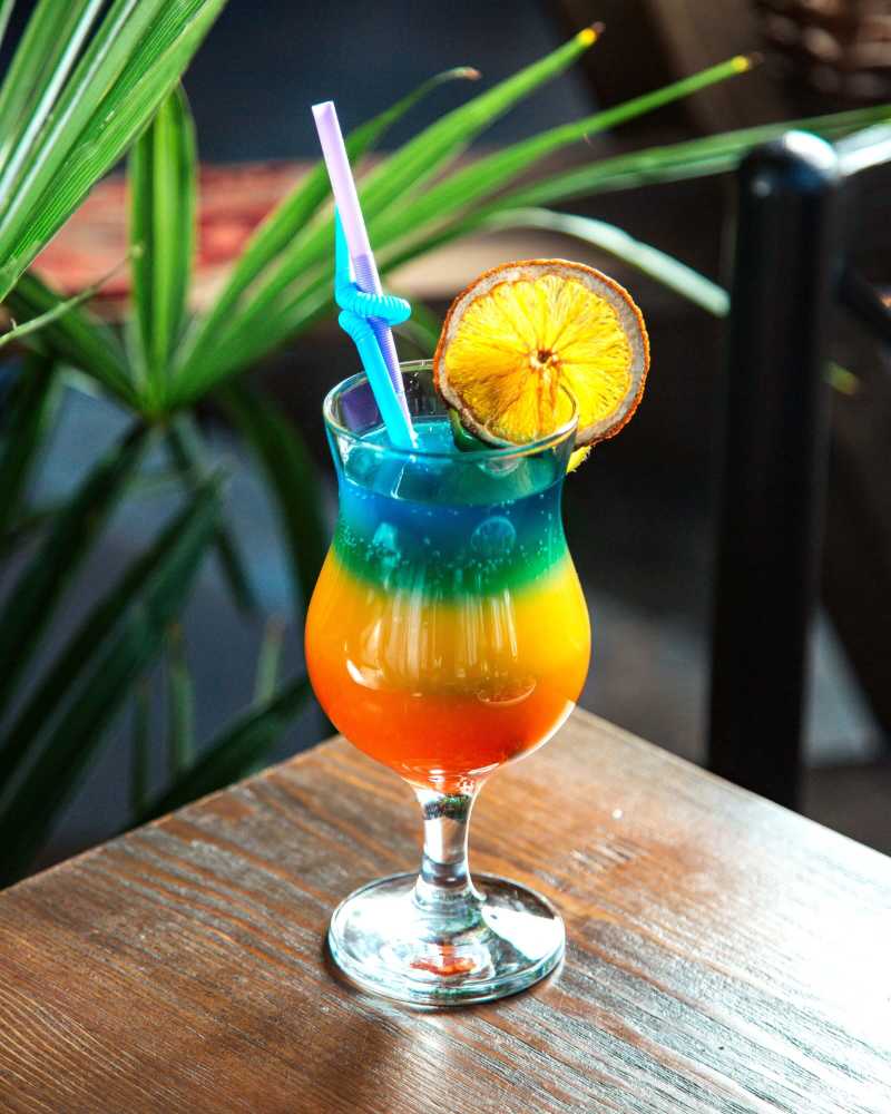 Colorful rainbow cocktail