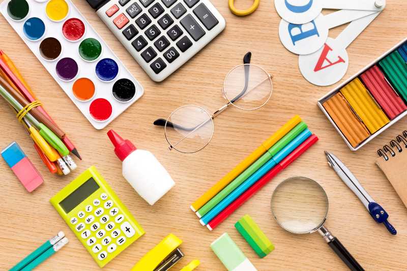 Colorful back school supplies