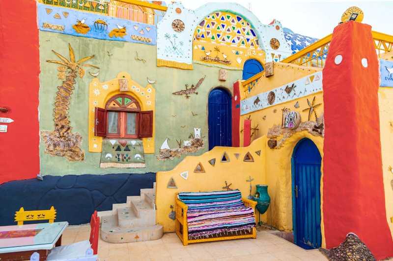 Colorful bright houses of a nubian village