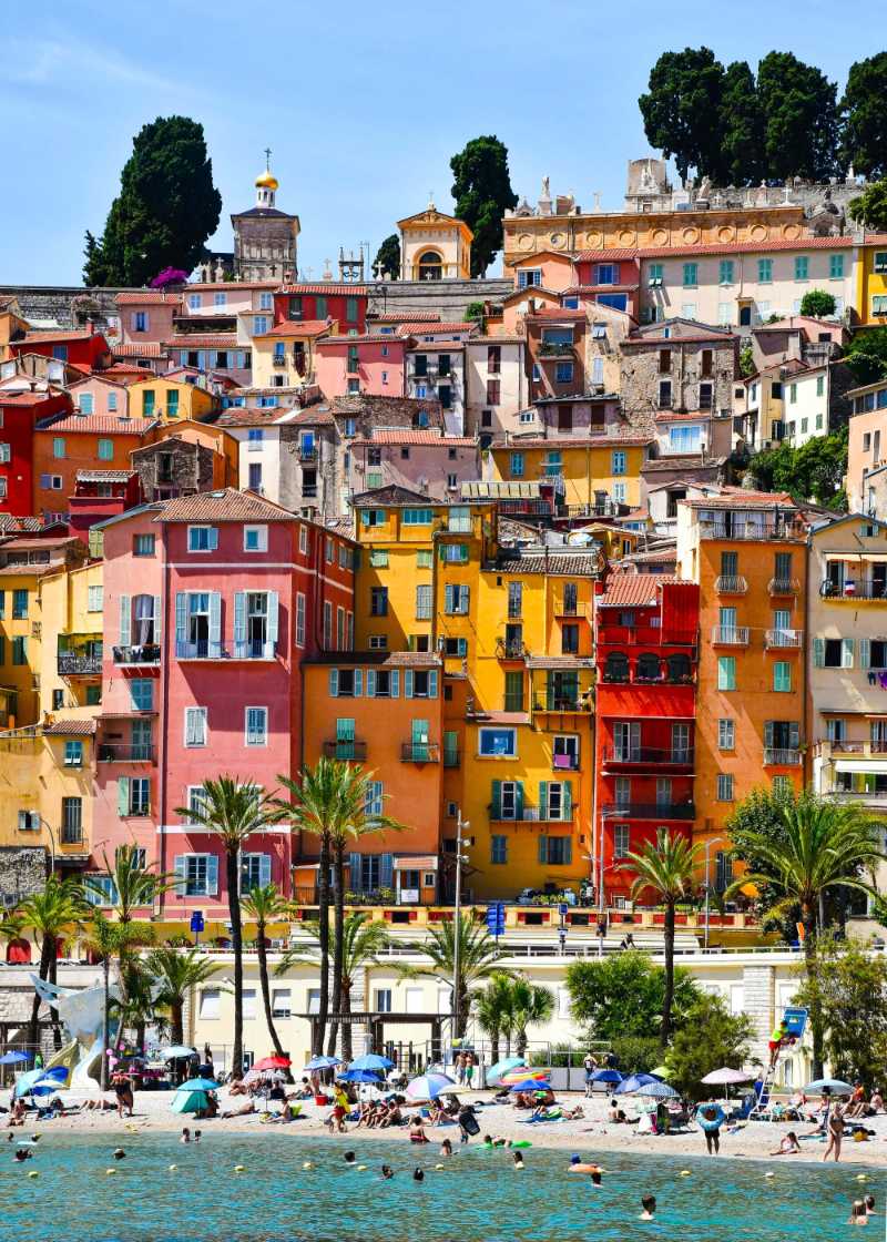 Colorful Buildings along the Menton Coast in France