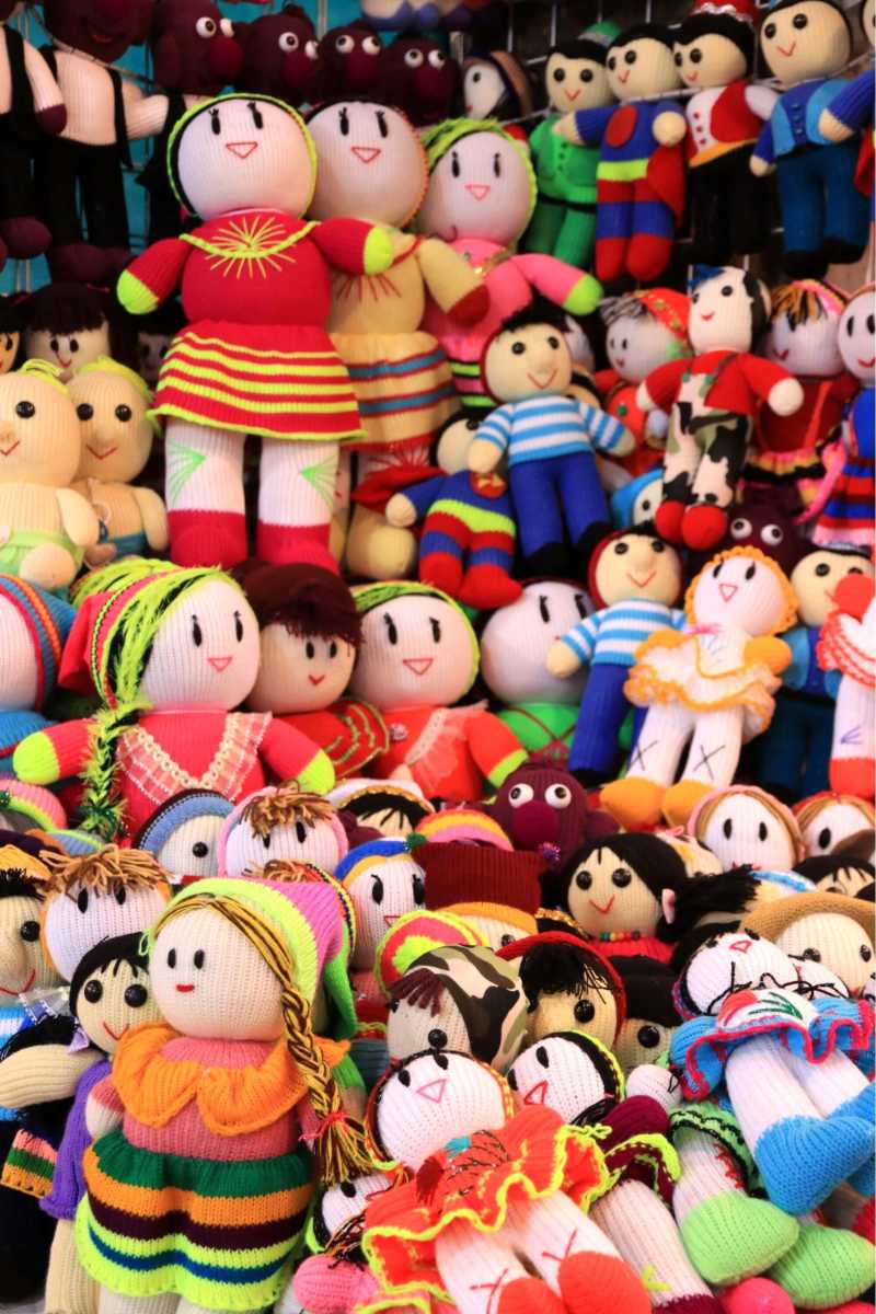 Colorful Collection of Handmade Fabric Dolls