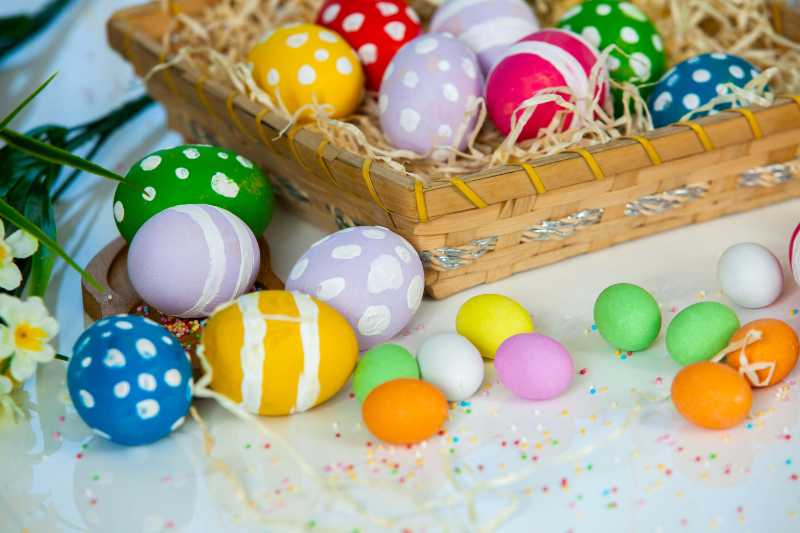 Colorful Eggs on the Table