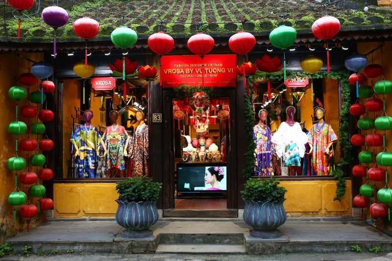 Colorful fashion shop in hoi an vietnam
