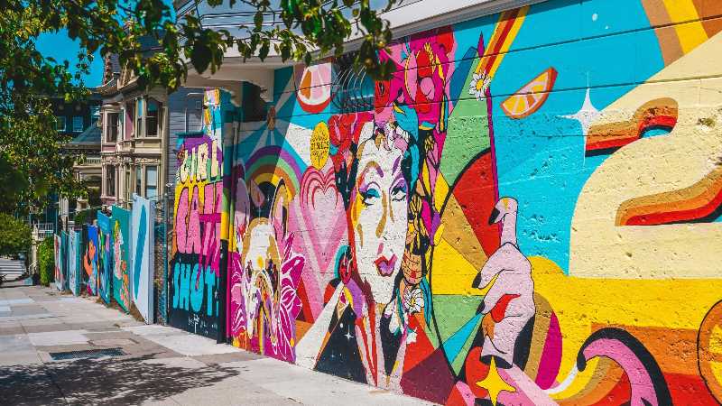 Colorful graffiti on the wall