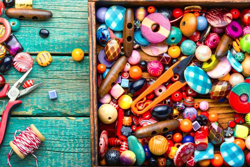 Colorful seed beads of different sizes