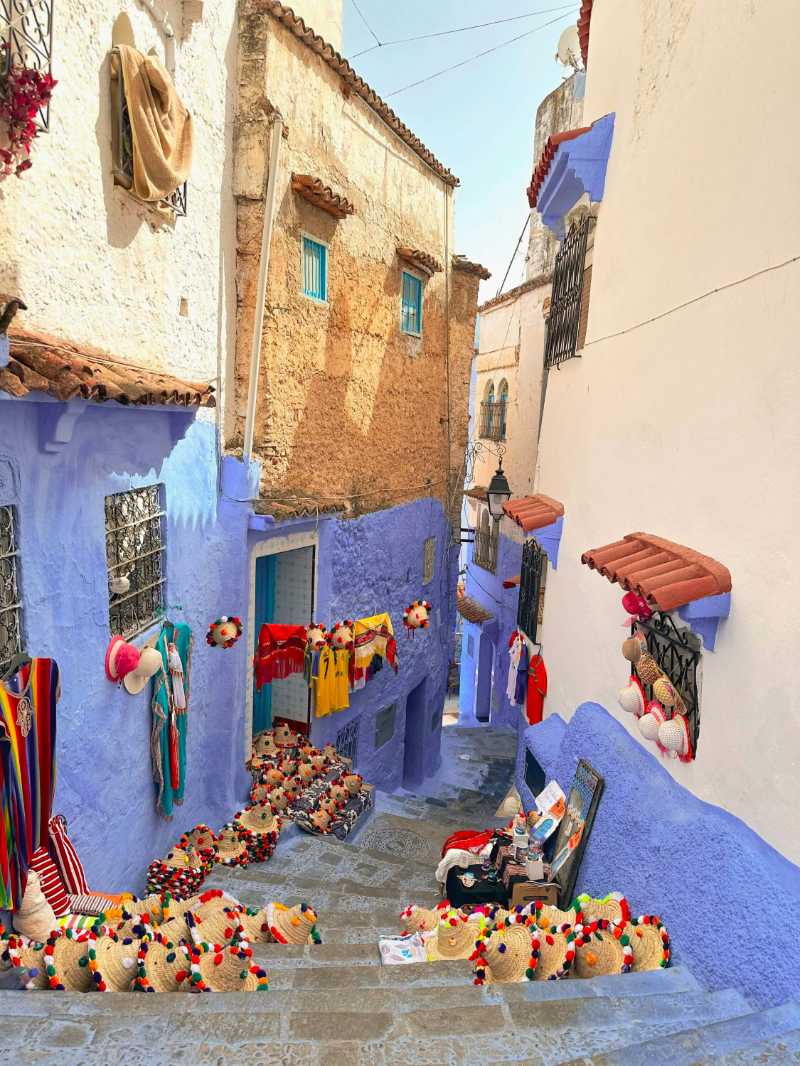 Colorful Street Market in Chefchaouen Morocco