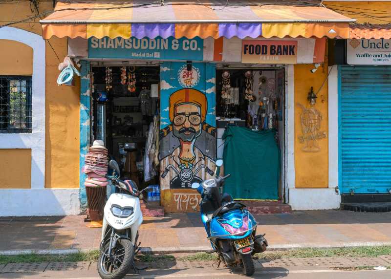 Colorful Street Scene in Panaji Goa India
