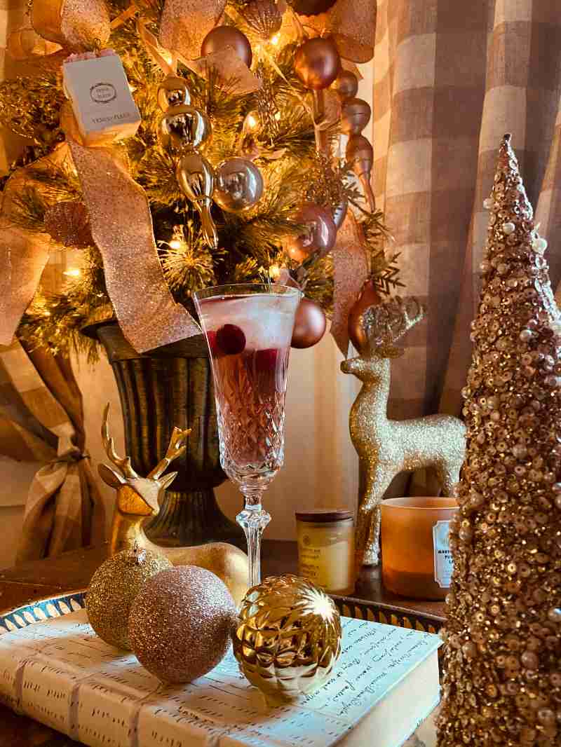 golden christmas ornaments with a cocktail drink - jigsaw puzzle