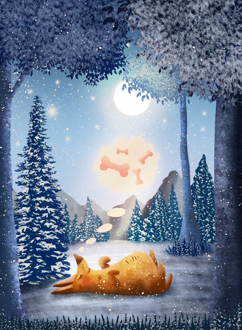 dog sleep dream night woods - jigsaw puzzle