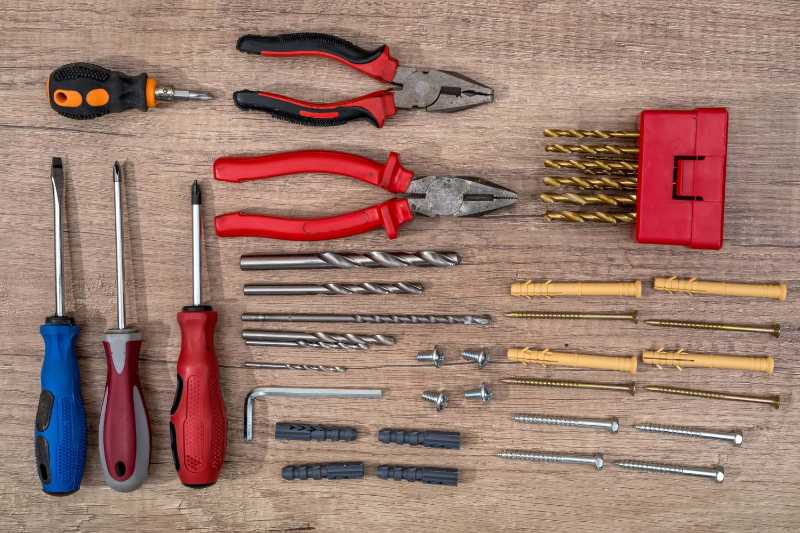 Dowel Screwdriver and Hammer on desk