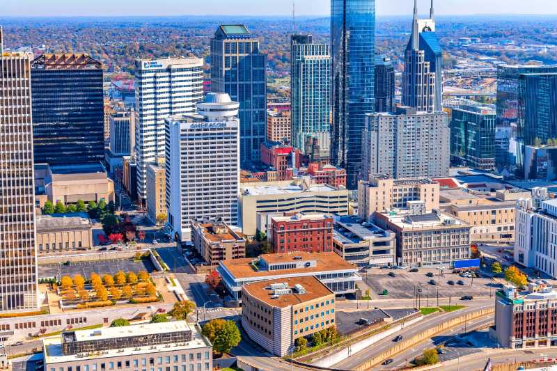 downtown nashville tennessee shot via helicopter - jigsaw puzzle