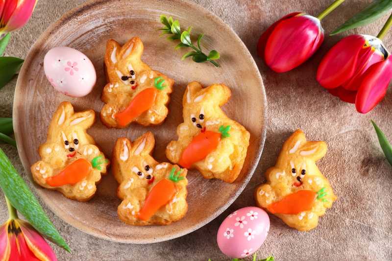 Easter buns in the shape of a rabbit