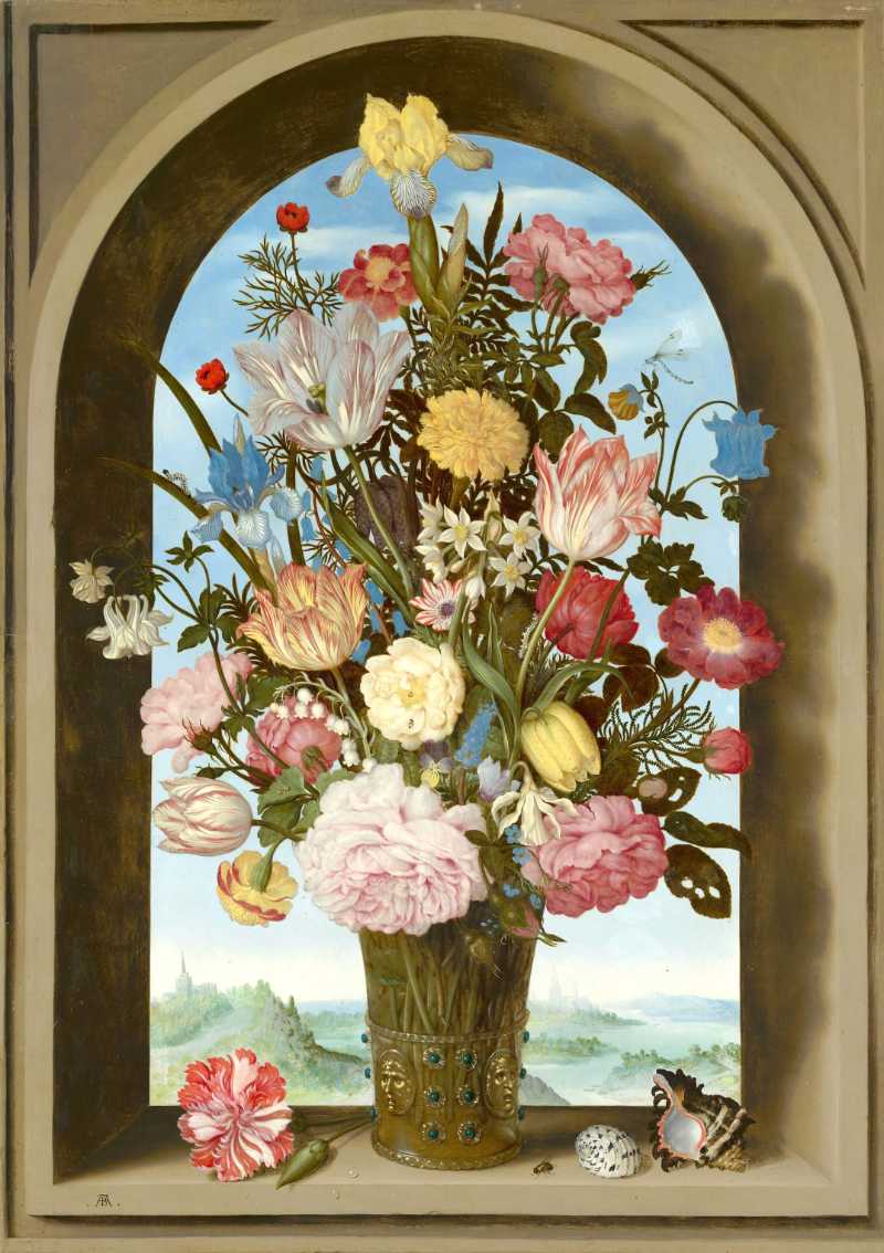 Vaso de flores em uma janela