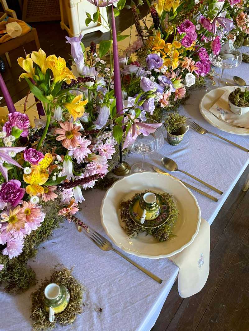 Event Table Decor with Colorful Flowers