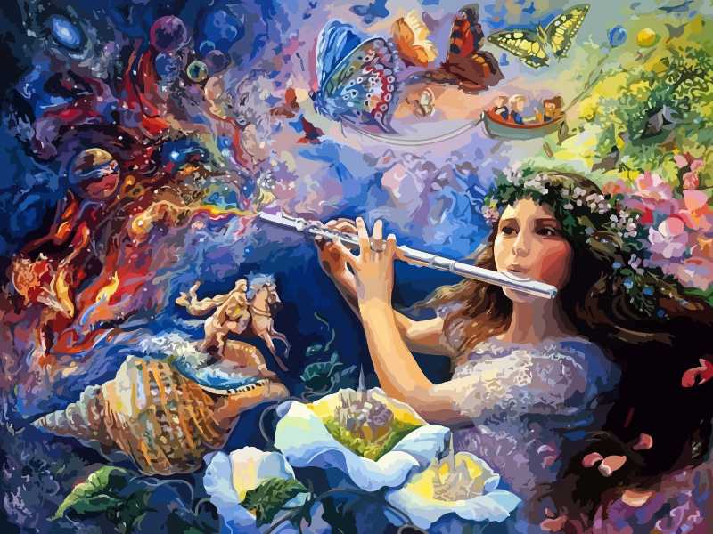 奇幻元素吹笛子的女人
