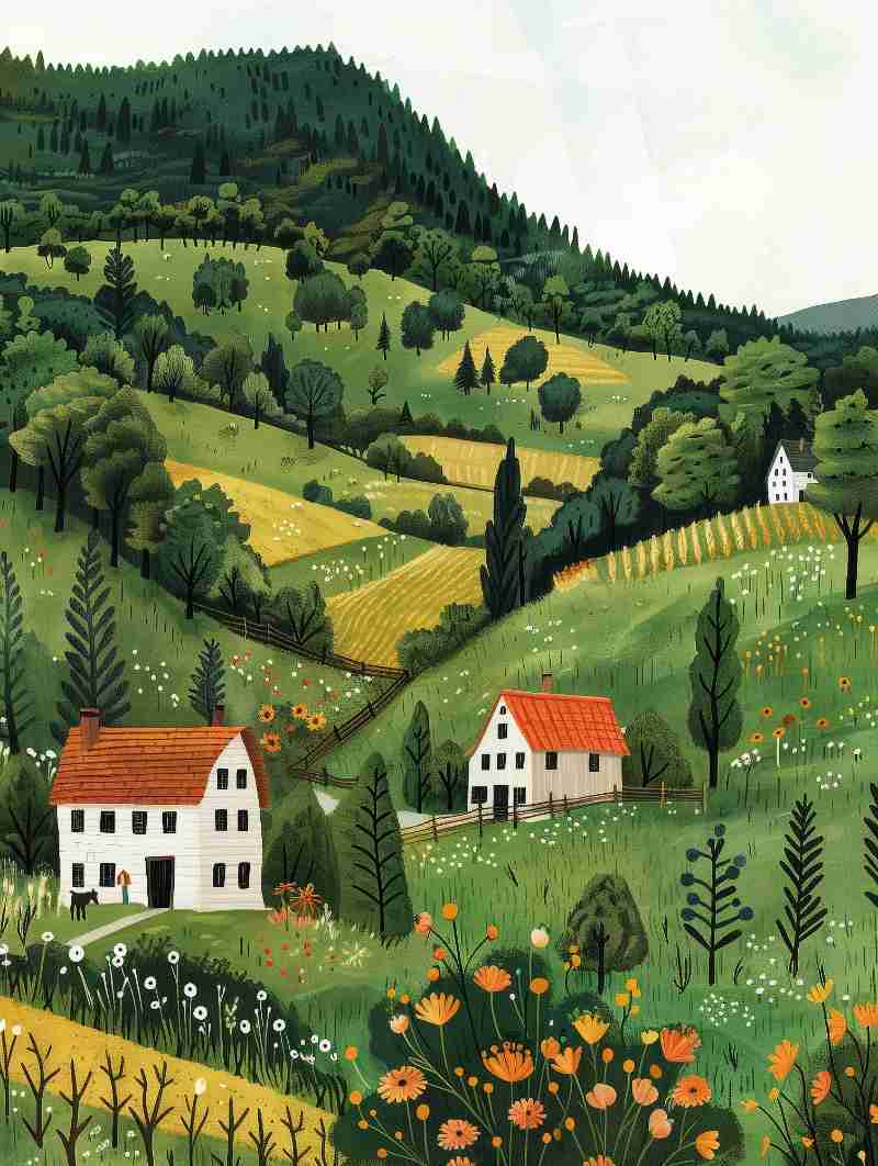 farm landscape cartoon illustration - jigsaw puzzle