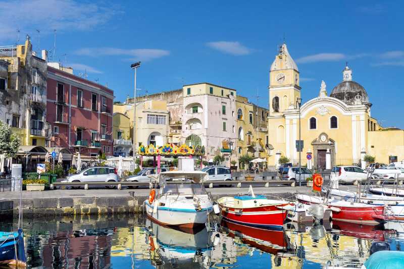 Fishing village on procida island