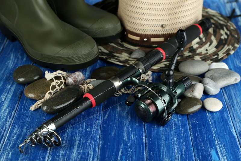 Fishing Rod, Gumboots and Hat