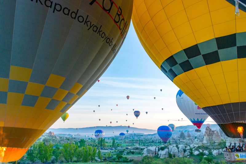 Flying Hot Air Balloons at Sunset